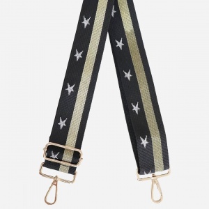 Bag Strap - Silver Stars & Gold Stripe